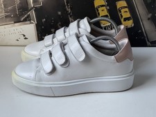 Ted Baker Tayree White/Pink Leather Hook n’ Loop Platform  Trainers UK 5, EU 38 