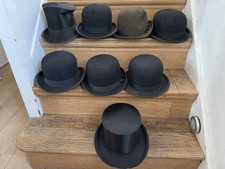 Selection Of Old Top Hats And Bowler Hats, Lock & Co, Woodrow, Lincoln Bennett