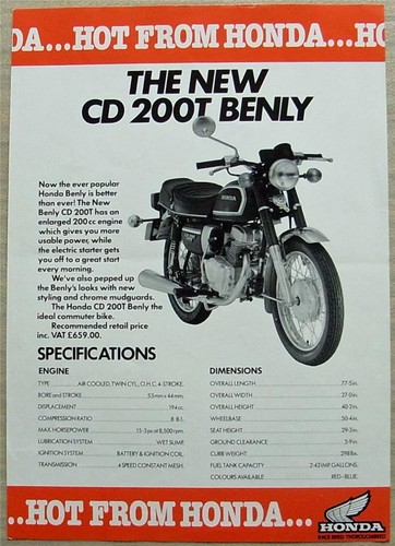 Honda 200t benly motorcycle - cd,
