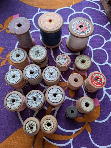 Vintage lot wooden cotton - vintage,
