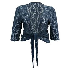 Women Navy Plus Size Stretch Lace Bolero crop Top Ladies Spring Shrug UK 16-26