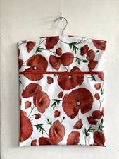 ''Hand Made Oilcloth Peg / Hanging Storage Bag - Zipped 12½"x16" Floral Poppies
