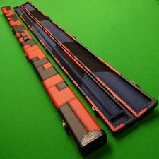 1PC SNOOKER CUE CASE / POOL CUE HARD CASE - BLACK & RED PATCHWORK - RIVETED
