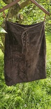 Brown Suade Lace Up A Line Skirt size 12