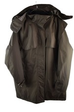 TAYBERRY Brown Rain Coat size L Womens Full Zip Hooded Casual Outdoors Outerwear