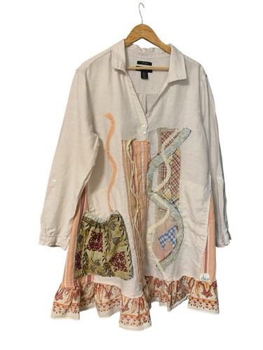 Upcycled linen tunic top - tunic,