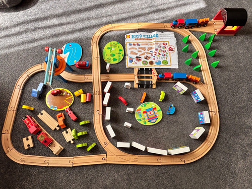 Large wooden railway train - large, set