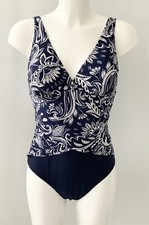 Silhouette Navy Blue Floral Paisley Swimsuit UK 14
