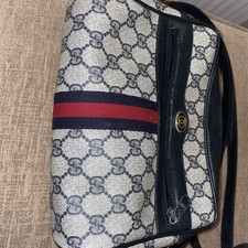 Vintage Gucci Ophidia Crossbody Bag In Navy GG Supreme Coated Canvas Leather 90s