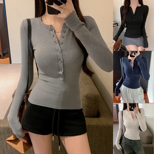 Female long sleeve neck t - neck,