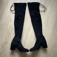 STUART WEITZMAN BLACK SUEDE OVER KNEE BLOCK HEEL BOOTS SIZE 7/40 NEW NO BOX 