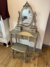 Ornate Toulouse silver Dressing Table Stool And Mirror