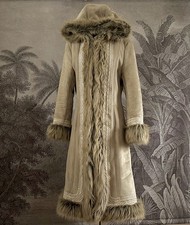 Vintage Y2K Hooded Afghan Coat