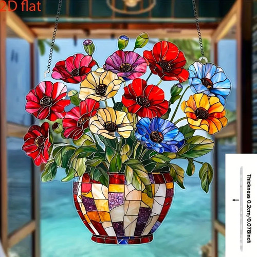 Colorful poppy flower vase - colorful,