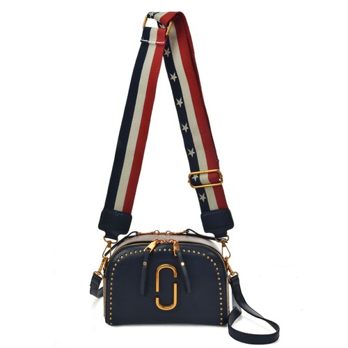 Navy leather shoulder - pu,