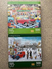 2 x 500 Corner Piece Jigsaws A Village Christmas and Car Auction