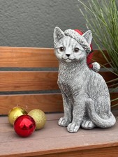 Stone figure Christmas cat