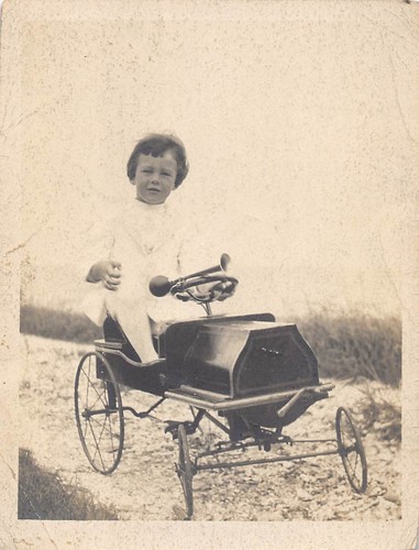 Antique young girl riding - antique,