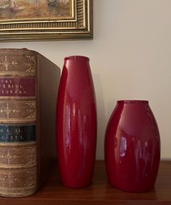Two Vintage Scheurich Amano Vases. Oxblood Red. German 1970s. Perfect Condition.
