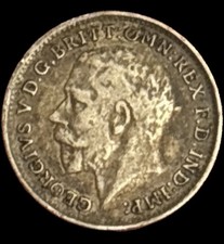 1914 George V 3 Pence Vintage