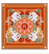 Chinese zodiac natal Buddha silk scarves.
