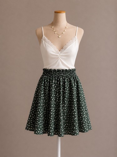 Shein green white ditsy - &,