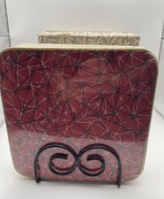 Vintage Set Of 6 Cork Backed Table Mats & Metal Holder Retro Boxed 1960s Retro