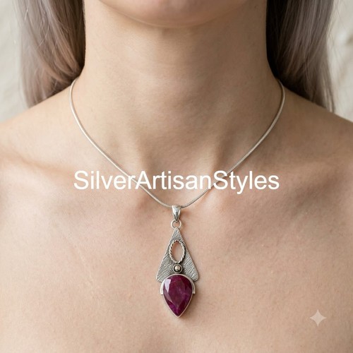 Ruby lab created pendant - ruby,