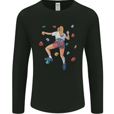 Female Rock Climber Climbing Wall Mens Long Sleeve T-Shirt