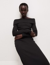 Marks & Spencer Womens Black Midi Bodycon Women Dress - M&S