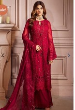 Asian Women  Eman Adeel Desighner Heavy Embroidered Outfit Stiched  Size M