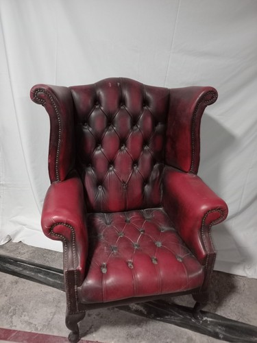 Oxblood leather chesterfield - oxblood,