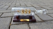 The Mary Rose Glass Ship In A Bottle on Wooden Stand