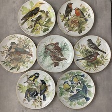 7 Vintage Tirschenreuth German WWF Colourful Garden Bird Wall Plates 