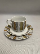 Midwinter Sienna Stripe Espresso Coffee Cup, Saucer & Side Plate Trio 1960's