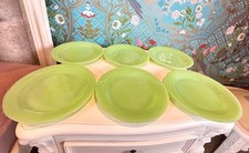 *6 Beautiful vintage jade jadeite green 1950’s Jane Ray Fire King plates **