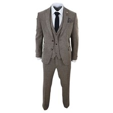Mens Oak 3 Piece Tweed Suit