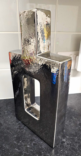 Large modern silver hammered - modern,