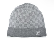 Louis Vuitton Grey Beanie Damier LV One Size