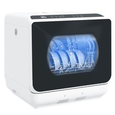 HOMCOM Worktop Dishwasher 4 Place 6 Programs Black  , Refurbished