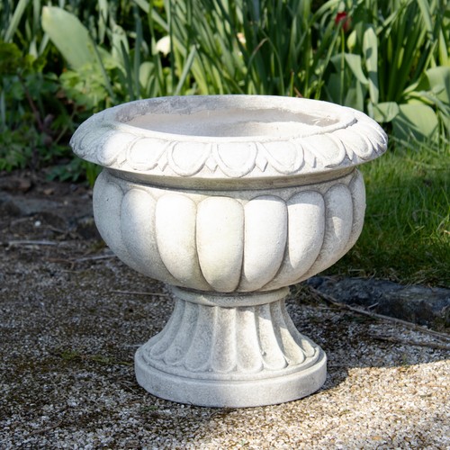 Stone grey fluted urn - grey,