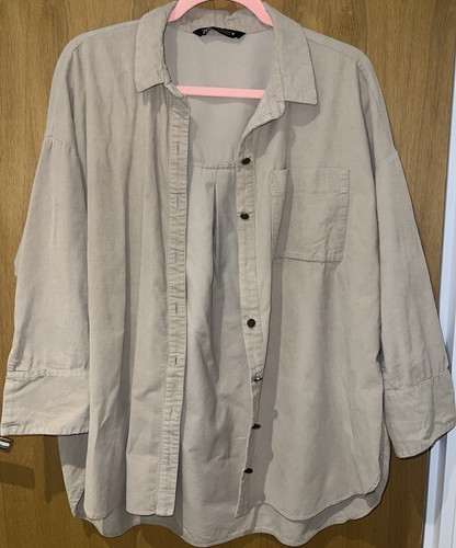 Zara beige corduroy button - zara,