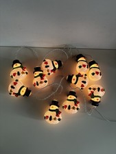 Vintage Snowman 10 Blow Mold String Lights Hanging Christmas Decor Works