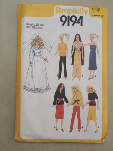 Simplicity 9194 pattern barbie - pattern,