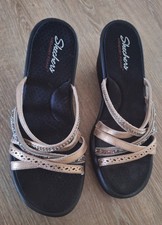 Skechers Rumbler Wave Lassie Rose Gold Mule Sandal Memory Foam Size Uk 7 New