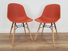 DINING CHAIRS Pair of Orange Plastic Tub Chair MidCentury Retro FREE DELIVERY