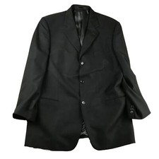 Lessona Blazer Mens 42 Regular Black Wool Cashmere Button Up Beau Brummel Coat