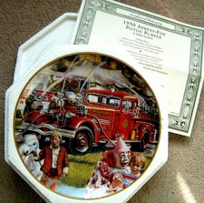 FRANKLIN MINT 1950 AHRENS FOX PISTON PUMPER FIRE PLATE  (BOXED+CERT)