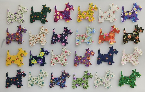 Floral scottie dogs fabric - scottie,