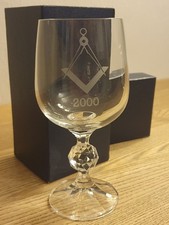 Vintage Masonic Crystal Wine